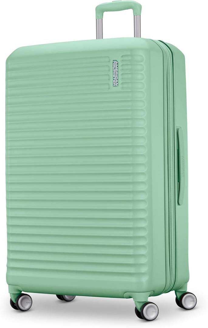 American Tourister Stratum 3.0 Large 28-Inch Spinner, Airline Approved, Durable Hardside Luggage, Expands 1.5", RightHeight Adjustable Handle, Surrel Green