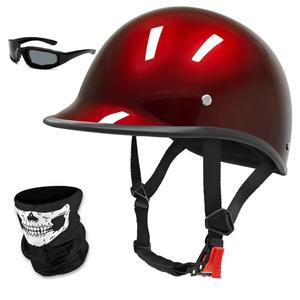 Motorcycle Half Helmet,DOT Approved Vintage Shell Open Face Unisex-Adult Helmet for Motorcycle Scooter Moped Street Cruiser