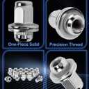 m14x1.5 Lug Nuts Set of 20 Compatible with Sequoia Landcruiser Tundra Lexus LX 1.85 Inch 7/8 22mm Hex Mag Washer Chrome Wheels Lug Nuts