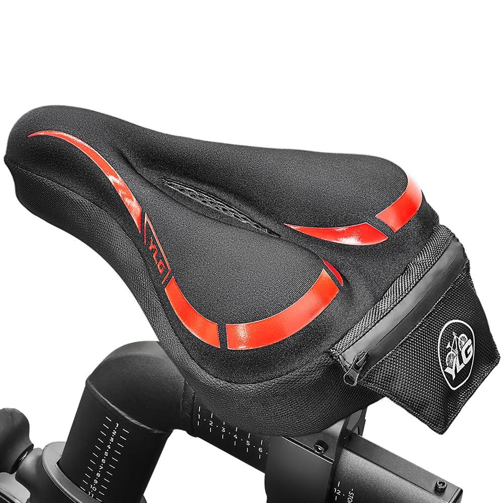 YLG Bike Seat Cover, Memory Foam & Gel Bike Seat Cushion Cover for Men Women, Comfortable Bicycle Seat Cover for Peloton/Fixed/Cruiser/Indoor/Outdoor Bike seat with Waterproof Cover