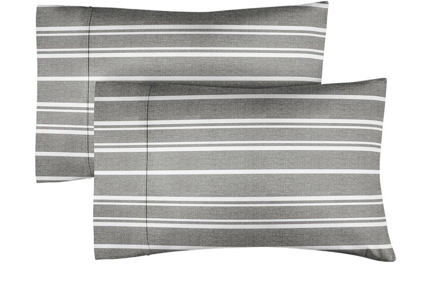 CGK Unlimited Queen Pillow Cases Set of 2 - Ultra Soft Hotel Quality Pillowcase Covers - Comfy Cozy Bedding for Women, Men, Kids & Teens - Machine Washable Pillow Protectors - 2 Piece Set - Queen Size Grey Stripes