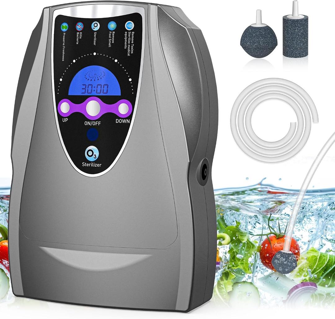 Ozone Machine, 1000mg/h Multipurpose Ozone Machine for Air, Water, Fruits, Vegetables Cleaner Device in Water - Dark Gray