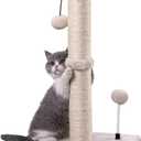 MECOOL Cat Scratching Post Premium Basics Kitten Scratcher Sisal Scratch Posts with Hanging Ball 22in for Kittens or Smaller Cats (22 inches for Kitten, Beige)