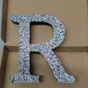 Qunclay Silver Crystal Diamond Bling Letters Crushed Diamond Decoration Wooden Glitter Letter with Screw and Hooks Rhinestone Gift for Wedding Y2k Mcbling Bedroom Wall Decor(Letter R,5.7"l X 5.7"w)