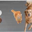 Cat Food Mat, 40" x 28" Extra Large Silicone Pet Feeding Mat with Raised Edge Pet Placemat for Food and Water Bowl Non-Slip, Easy to Clean, Floor Protection (Dark Grey)