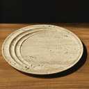 Astavostone Natural Travertine Tray 9.5'' Cream Beige Marble Decorative Tray, Fruit & Vase Display Plate, Decorative Catchall for Keys, Jewelry & Objects on Table, Island or Entryway Counter Decor