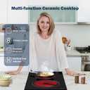 12 inch Electric Ceramic Cooktop, 2 Rings Radiant Stove Countertop Burners with Knob Control, Black Glass Hot Plate for Cooking, No Plug Hardwire 220-240V 3KW