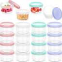 16-pack Small Freezer Containers, 7oz Reusable Snack Containers with Lids, Airtight Portion Control Round Container, Stackable Freezer Safe Food Storage Container for Lunch Sauce Leftovers, 4 Color
