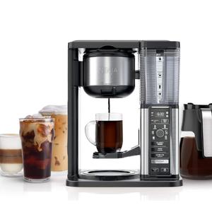 Ninja Specialty Coffee Maker, Hot & Iced Coffee, 6 Brew Styles, 8 Sizes, Small Cup to Travel Mug, 10-Cup Carafe, Fold-Away Frother, Permanent Filter, Removable Reservoir, Black, CM401
