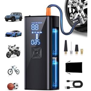 Tire Inflator Portable Air Compressor, 2X & 150PSI Faster Inflation Portable Air Pump with LED Light & Digital Pressure Gauge, Tire Pump for Car, Motorcycle, Bicycle, Ball