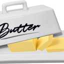 Butter Dish with Lid, Ceramic Butter Dish with Lid for Countertop, White Butter Tray, Kitchen Butter Keeper, Butter Container, Butter Holder, Microwave and Dishwasher Safe;