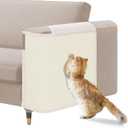 Cat Scratch Sofa Protector,23.6" L*19.6" W Cat Scratch Furniture Protector Pad, Couch Arm Sheild with Natural Sisal for Protecting Couch Sofa Chair Furniture(Beige/Left Handed)