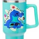 Silver Buffalo Disney Lilo and Stitch Aloha No Bad Days Chillin’ Stainless Steel Tumbler with Handle and Straw, Fits in Standard Cup Holder, 40 Ounces