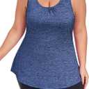 ForHailey Plus Size Workout Tank Tops for Women Racerback Yoga Tops Athletic Running Shirts Loose Fit Sleeveless Gym Clothes (Blue)