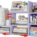 NUTIKAS Desk Shelves Desktop Organizer Shlef - Purple Office Organization for Top of Desk Organizers and Accessories Corner Bookshelf Table Top Shelving Small Hutch Decorations for Women Office