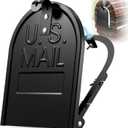 Moxweyeni 8" x 10" Mailbox Door Replacement Black Metal Snap-in Door Mailbox Cover with Magnetic Closure Durable Mail Box Repair Kit for Brick Mail Box Rusted Standard