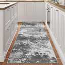 Rug Runners for Hallways Kitchen 2.6x8 Non Slip Washable Grey Entryway Runner Rugs with Rubber Backing 8ft Long Carpet Runner for Laundry Bedroom, Low Pile Stain & Fade Resistant, Abstract Gray