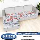 Gdmhy Couch Covers for Sectional L Shaped Sofa Cover with 2 Seat Cushion Cover-Print L-Shape Sofa Slipcovers,Washable 2 Seat l Shaped Couch Cover,Elastic Furniture Protector for Pets,Kid,Living Room (Spot Pattern+white)