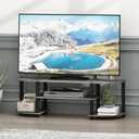 Furinno Turn-S-Tube Toolless Assembly TV Stand for TV up to 55 Inch, 3-Tier Grey Entertainment Center, TV Console for Living Room, Bedroom, Home Office, Grey Oak, Wide