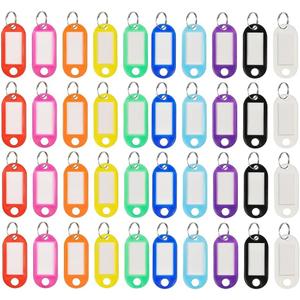 400 PCS Plastic Key Labels Tags, 10 Colors Key Ring Tags with Split Key Ring, Blank Name Tag, Clear Label Window Protective Films, Key ID Tags for Luggage.
