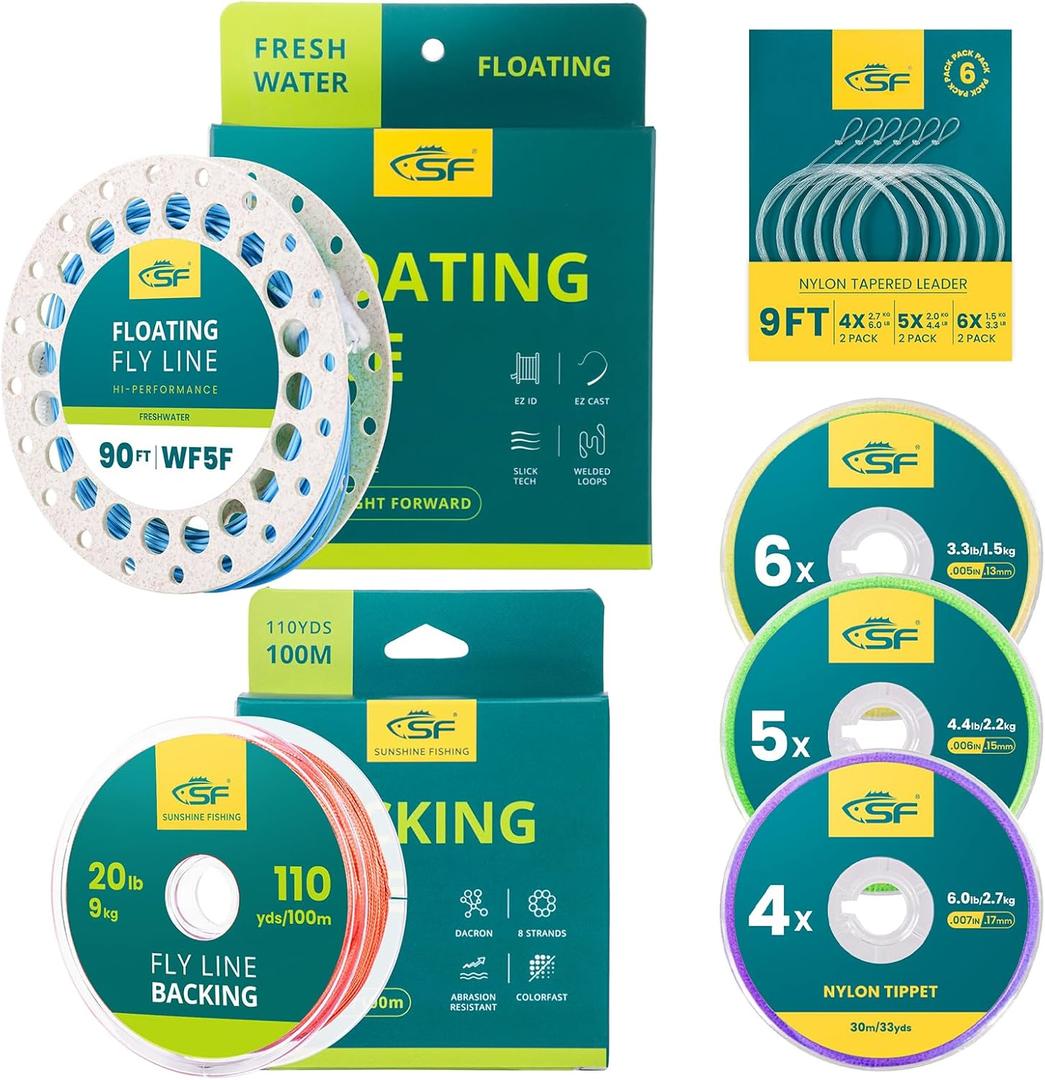 SF Fly Fishing Line with Two Welded Loops Weight Forward Floating Fly Lines Trout 90FT WF2 3 4 5 6 7 8 9F Multi-Color Freshwater (Sky Blue Combo)