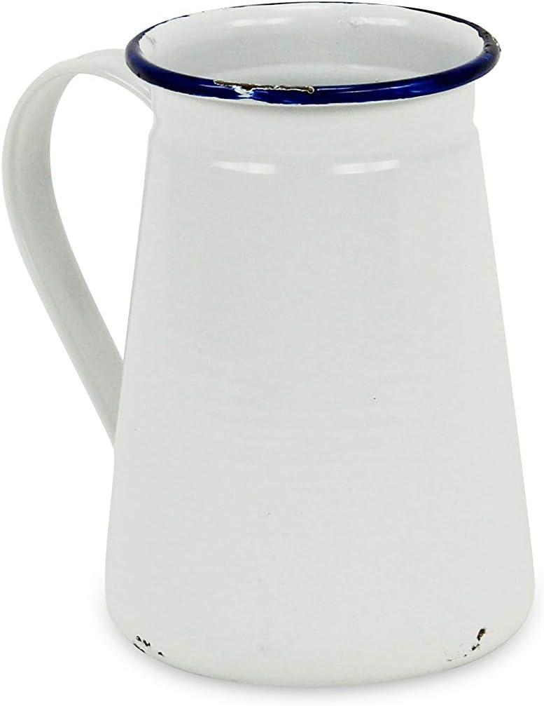 Cheung's Lacquered White Jug with Blue Rim Decor Table Dcor