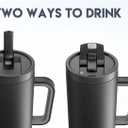 Meoky 40 oz Tumbler with Handle and Flip Straw, 100% Leakproof Tumbler with Lid and Straw, Stainless Steel Insulated Cup, Cupholder Friendly, Keeps Cold for 34 Hours (Night)