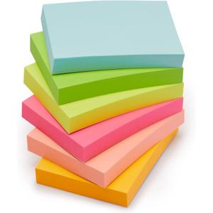 Amazon Basics Mini Rectangular Sticky Notes, 1.5x2 Inches, Bright Colors Self-Stick Pads, Easy to Post for Home, Office, Notebook, 70 sheets/Pad, Pack of 24