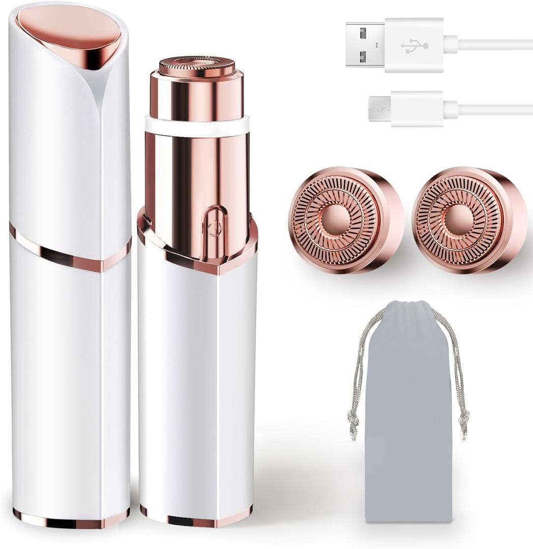 Facial Hair Removal for Women, Portable Lady Shaver, Rechargeable Painless Hair Remover for Face, Upper Lips, Chin, Peach Fuzz (White)