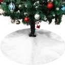 TNIKSKY 30inch Christmas Tree Plush Skirt Faux Fur Christmas Tree Skirt White Plush Skirt for Holiday Tree Ornaments Decoration Merry Christmas 73-75cm