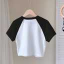 SweatyRocks Women's Color Block Cherry Graphic Tees Crop Top Summer Raglan Sleeve T Shirts (White, XS)