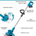 Cordless Weed Wacker, Electric Weed Eater Battery Powered with 2 x 4.0Ah Batteries & Charger, Brushless Lightweight Grass Trimmer/Brush Cutter for Yard Garden