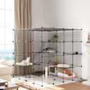 PawHut Cat Cage, 4 x 4 x 4 DIY 4 Tier Cat Enclosure, Detachable Wire Indoor Catio with Hammock, Jumping Platforms, Ramps, Doors, for 1-3 Kittens, 55" L x 55" W x 55" H, Black