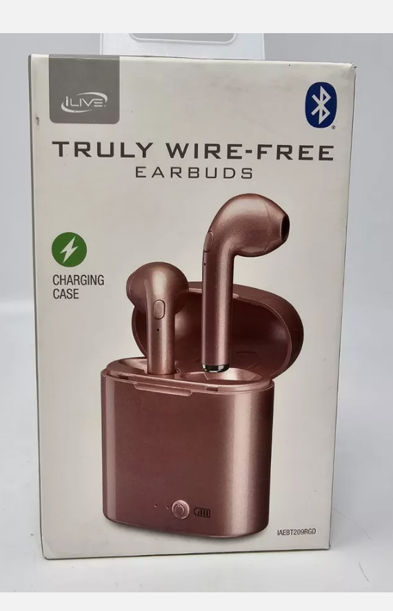 iLive Truly Wire-Free Earbuds with a charging case, model IAEBT209RGD