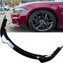 MUCO 3pcs Front Bumper Lip Spoiler Kit Compatible with Dodge Charger 2015 16 17 18 19 20 21 SRT Gloss Black Valance Fascia Cover Guard Protection Conversion