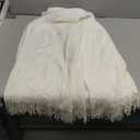 LOMAO Knitted Throw Blanket with Tassels Bubble Textured Lightweight Throws for Couch Cover Home Decor (Cream, 50x60)