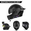 Bluetooth Motorcycle Helmet, Full Face Flip Up Modular Motorcycle Helmets with Bluetooth intercom headsets, DOT Approved Dual Visor Helmets for Adults Men Women-L/White
