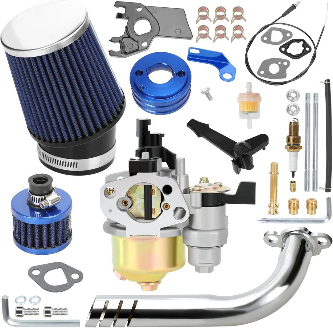 YOXUFA 212 Carburetor Kit for Predator 212cc 224cc 196cc 6.5hp Coleman CT200U BT200X CT200U-EX Baja Mini Bike KT196 Hammerhead 80T Go Kart GX160 GX200 Engine Predator 212 Stage 1 Kit Parts (blue)