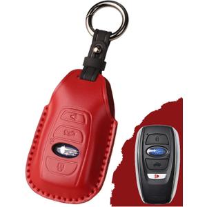 for Subaru Key Fob Cover Leather  Forester Outback Crosstrek Ascent Impreza Legacy WRX STI BRZ GR86 Solterra 2026 2025 2024 2023 2022 2021 2020 2019, Remote Key Fob Case (Pompeian Red, 4 Buttons)