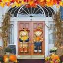 Barydat 2 Pcs Thanksgiving Welcome Sign for Front Porch Thanksgiving Decoration Outdoor Autumn Hanging Scarecrow Decoration Fall Wooden Door Sign for Home Front Door Porch Wall Harvest 10 x 27.5 Inch