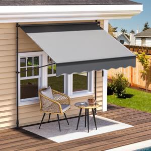 YITAHOME 59" Manual Retractable Awning, Outdoor Sun Shade Window Awning with UV Protection, Waterproof Patio Canopy Awnings for Doors, Windows, Decks, Dark Gray