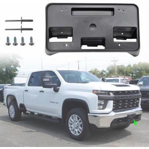 Front License Plate Frame for Chevy Silverado 2500 3500 HD 2020 2021 2022 2023 Front Bumper License Plate Holder Mounting Bracket Replace # GM1068212 84186106