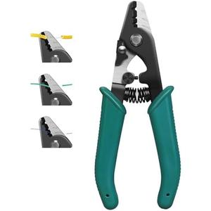 BAOSHLA Three Hole Fiber Optic Stripper, High Precision, Fiber Optic tool Three-port stripper line for optical stripper of FTTH tool With adjustable knife Optical cable stripping pliers Green