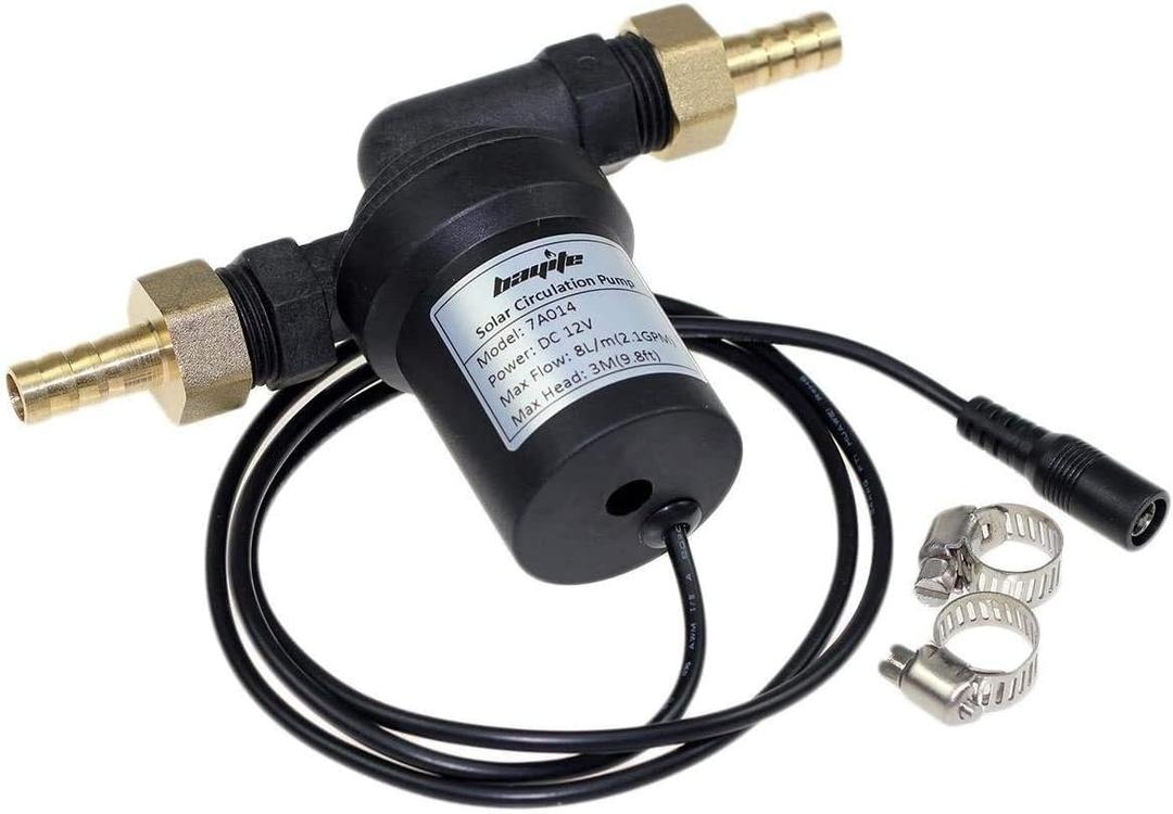 bayite BYT-7A014 DC 12V Solar Hot Water Heater Circulation Pump Low Noise 3M Discharge Head 2.1GPM