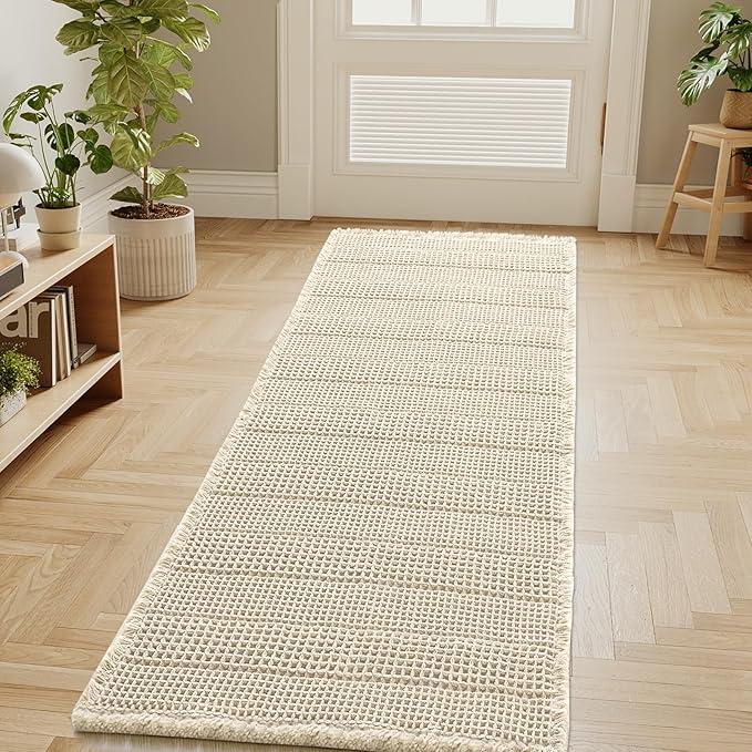 H.VERSAILTEX Waffle Bath Mat Super Absorbent Non Slip Bath Rugs for Beside Tub, 24" x 60", Ivory