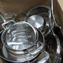 Amazon Basics Stainless Steel Cookware 11-Piece Set, Oven Safe, Induction-Ready, Even Heating, Non Toxic, Stay-Cool Handles, Pots and Pans, All Stovetops, Glass Lids, Silver