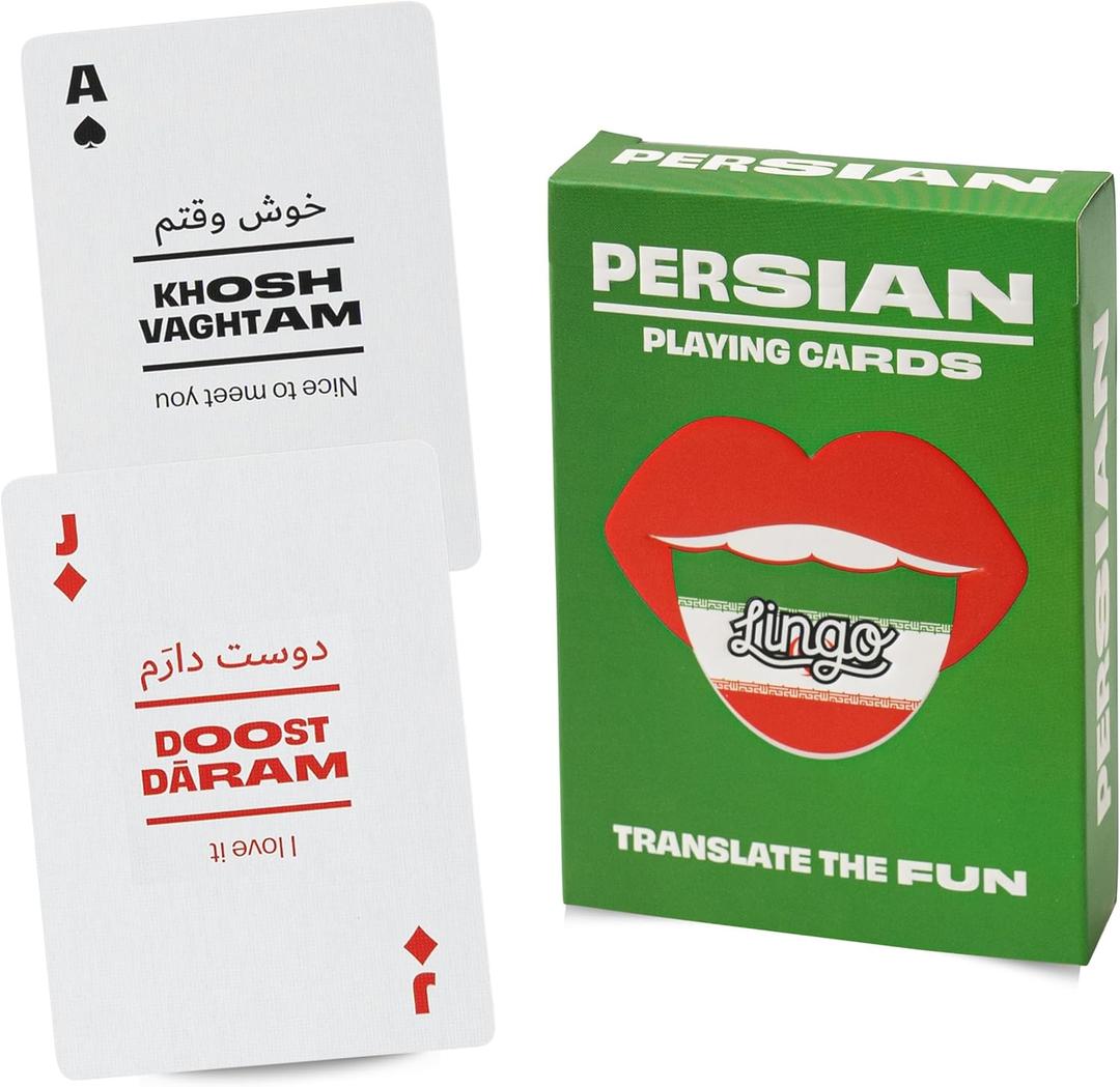 Persian Lingo Playing Cards | Travel Flashcards | Learn Persian Vocabulary in A Fun & Easy Way | 52 Essential Translations (Medium)