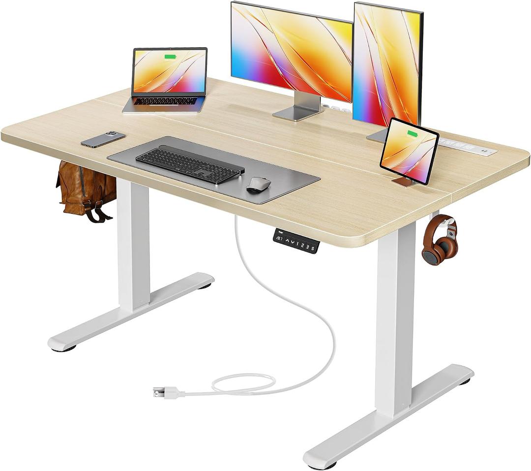 47 X 24 Inch Electric Standing Desk with Power Outlets and USB-C Port, Height Adjustable Desk, Sit Stand Desk for Home Office, Computer & Gaming Desk with 3 Presets, Stable Steel Frame, Marple