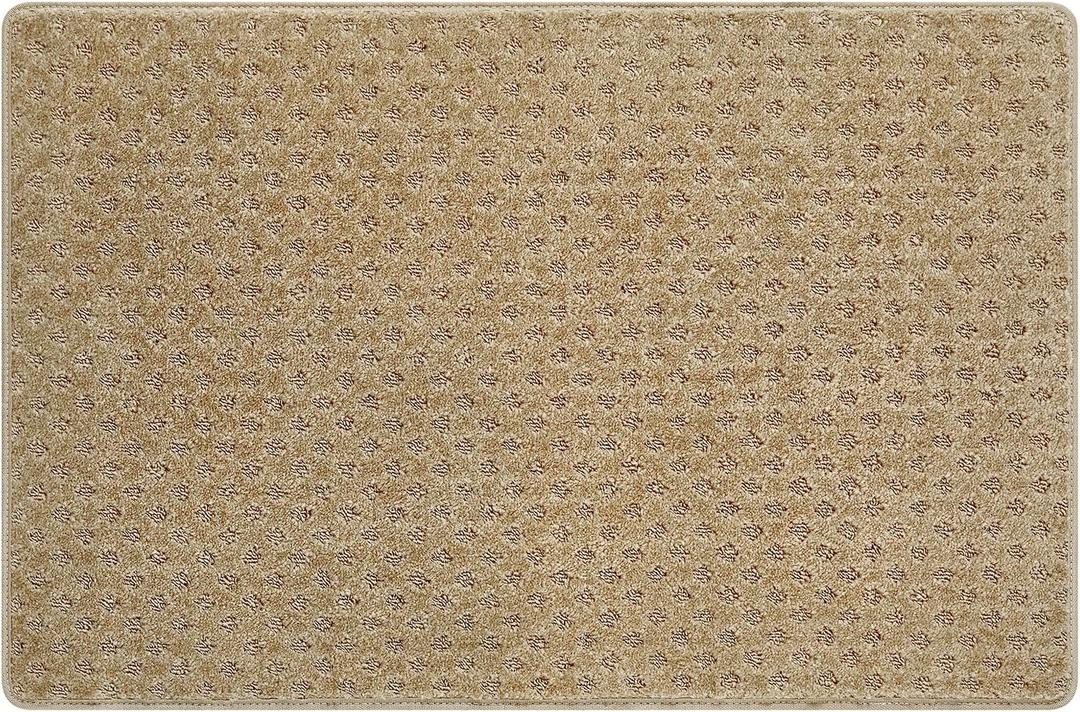 PURE ERA Carpet Stair Tread Landing Mat Tape Free Self Adhesive Non Slip Skid Resistant Indoor Doormat Area Rug Floor Mat for Kitchen Bathroom Workstations Washable 2' X 3' (Khaki Mini-diamond Trellis)