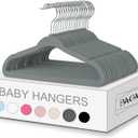 BAGAIL 50 Pack Kids Velvet Hangers 11 Inches Children's Clothes Hangers Non-Slip Baby Hangers for Infant/Toddler (Grey)